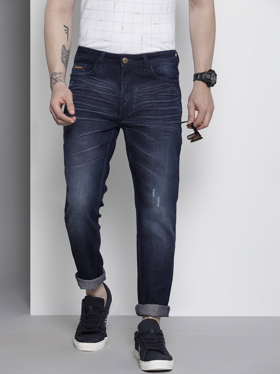 

The Indian Garage Co Men Navy Blue Slim Fit Stretchable Jeans