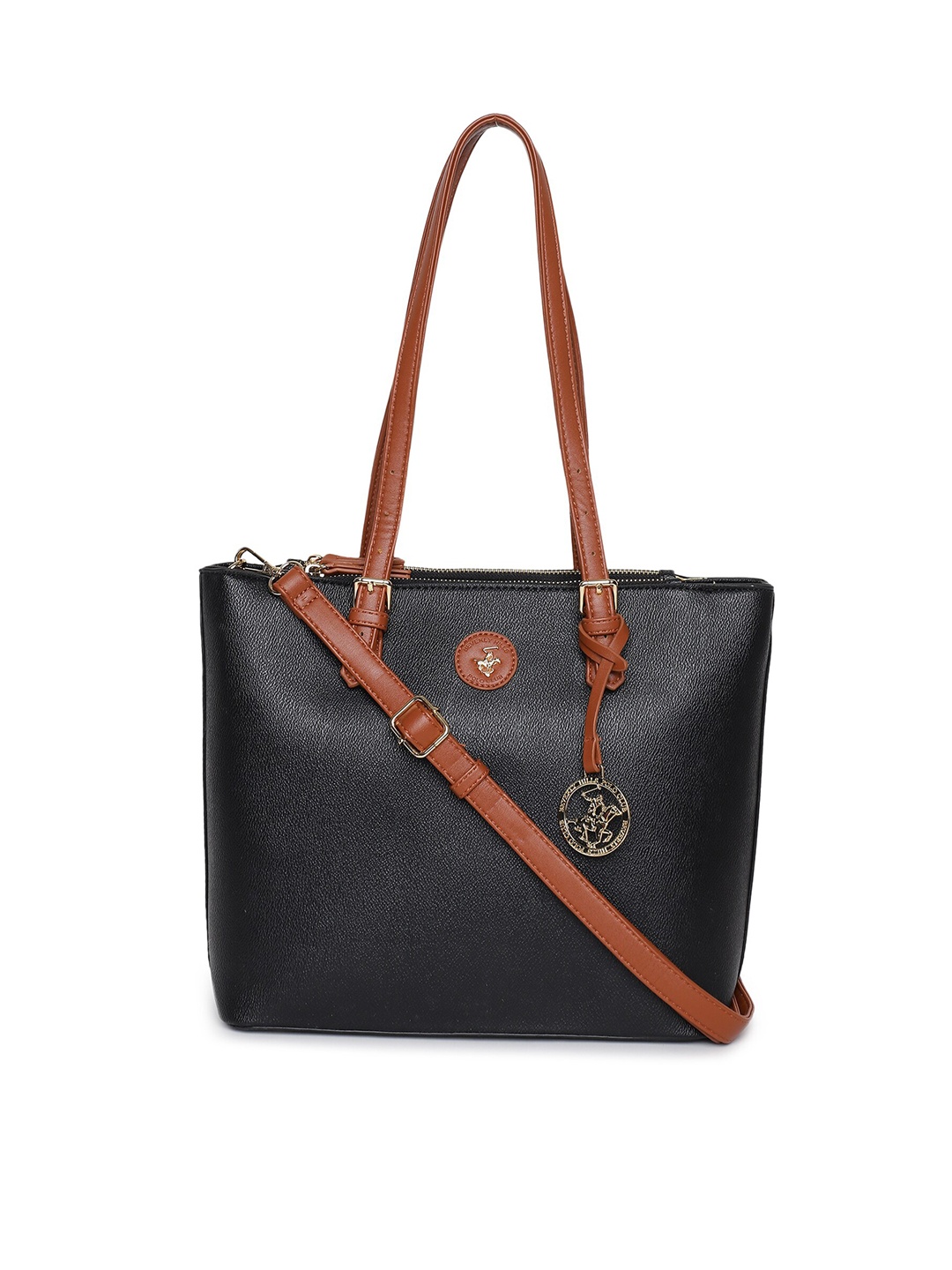 

Beverly Hills Polo Club Textured Shoulder Bag with Tasselled Detail, Black