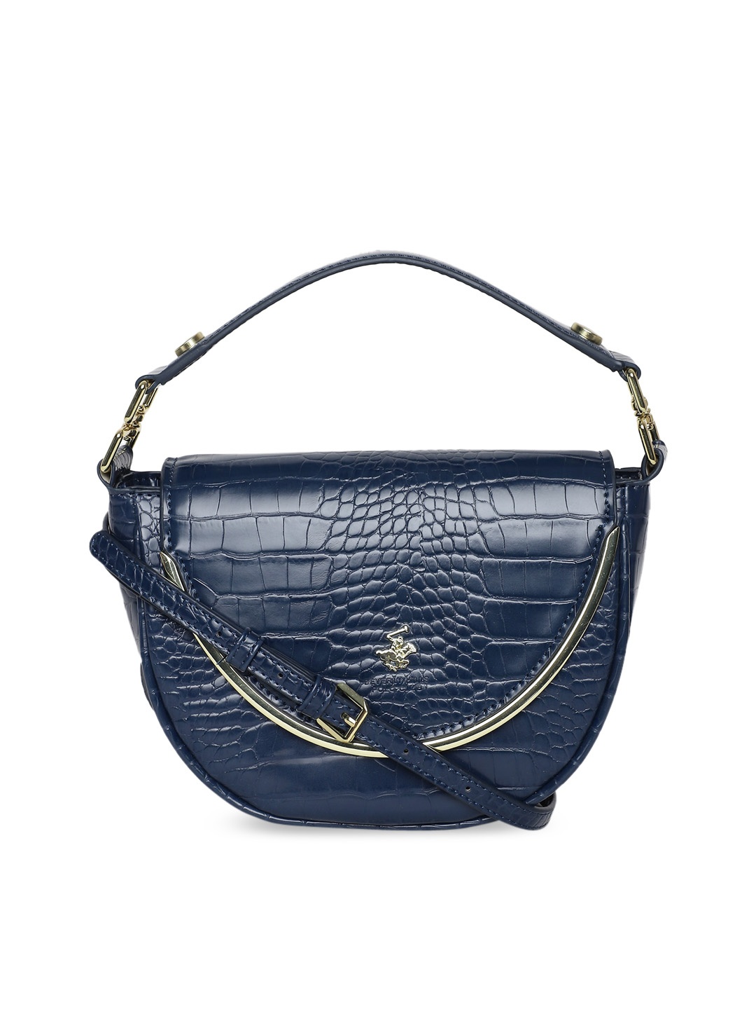 

Beverly Hills Polo Club Textured Leather Structured Crossbody Bag, Navy blue