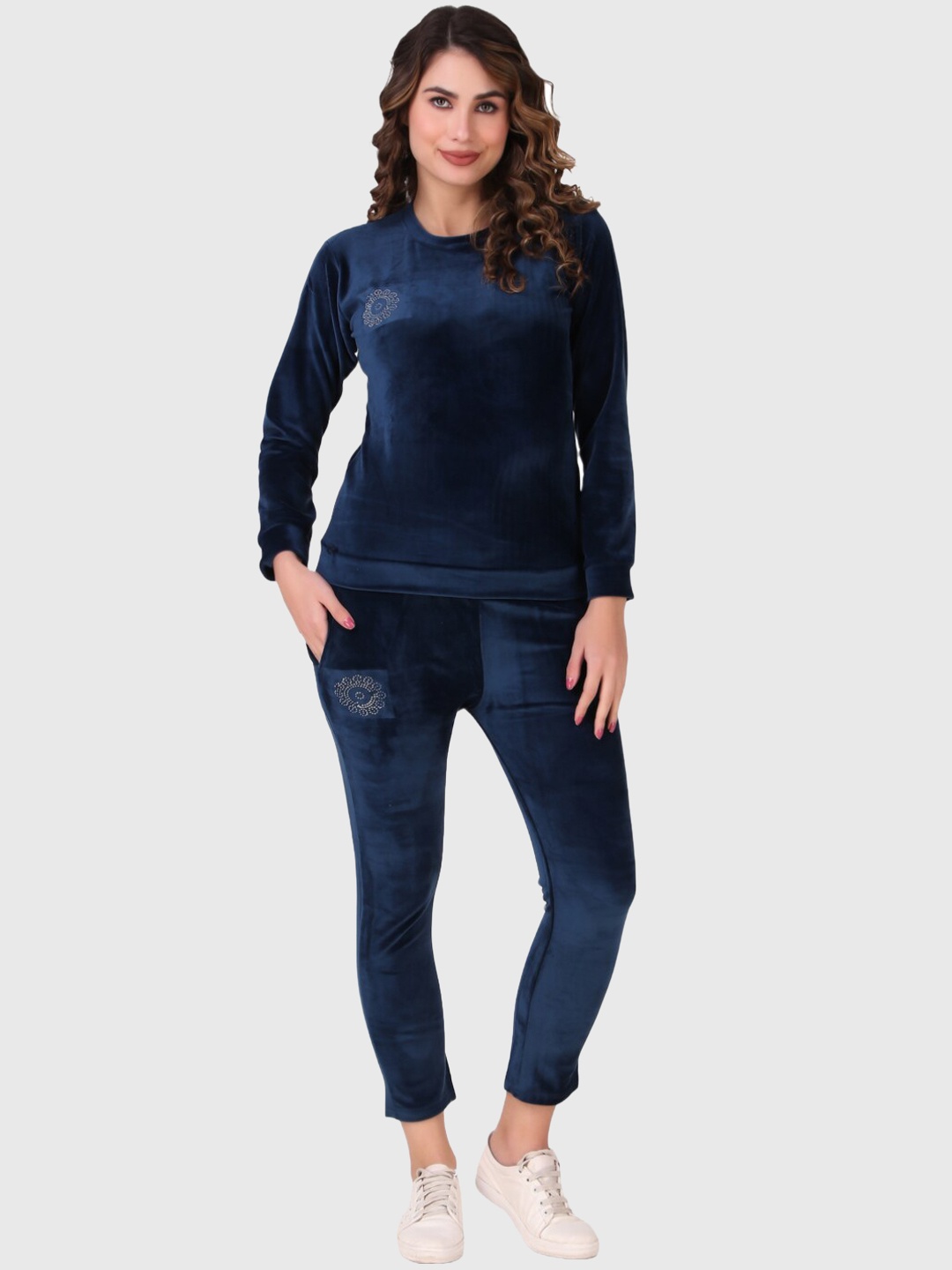 

FNOCKS Women Fleece Tracksuit, Navy blue