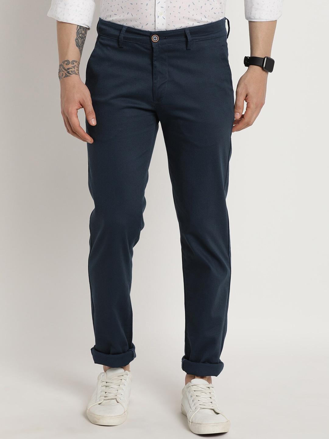 

Turtle Men Relaxed Skinny Fit Trousers, Navy blue