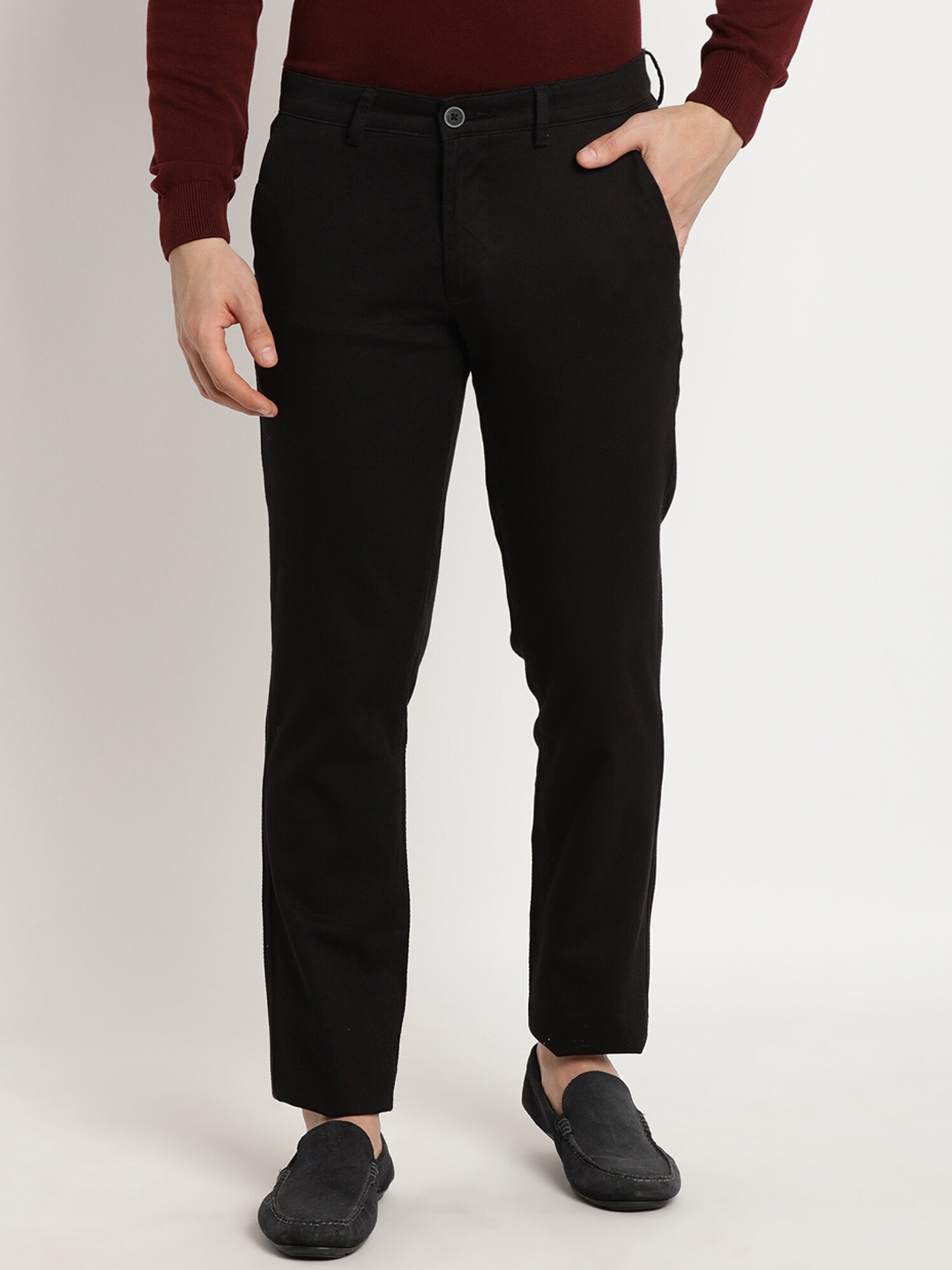 

Turtle Men Relaxed Skinny Fit Trousers, Black