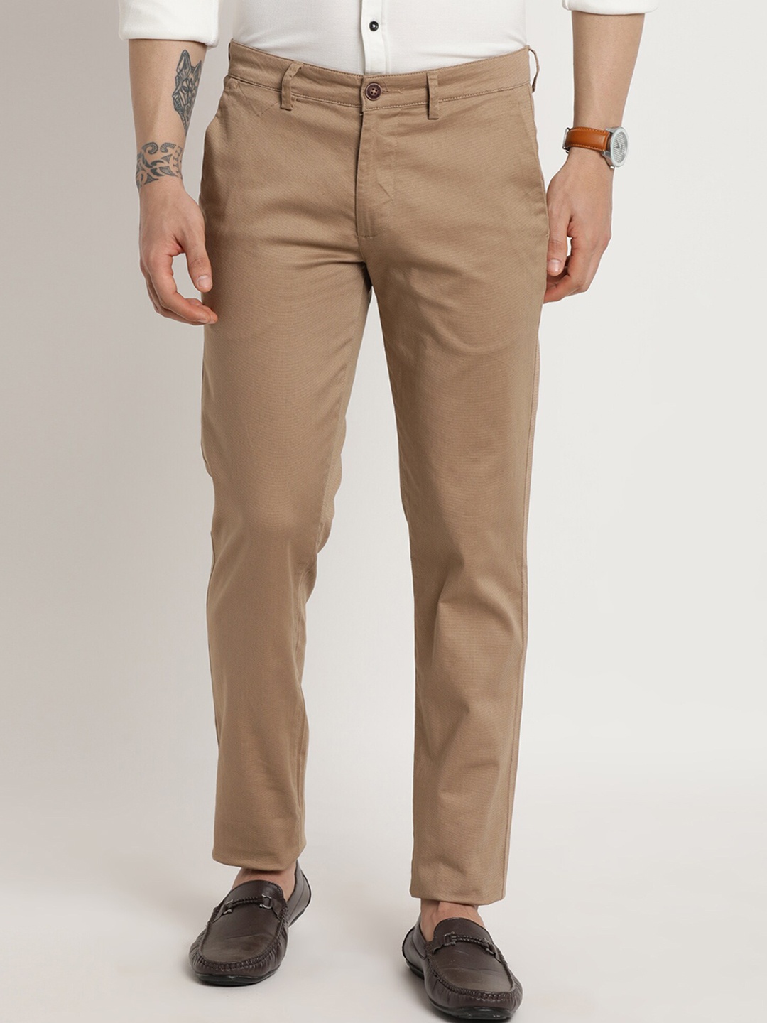 

Turtle Men Relaxed Skinny Fit Trousers, Khaki