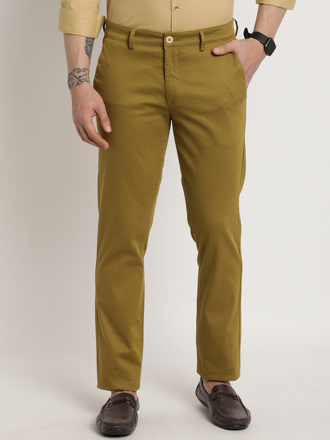 

Turtle Men Relaxed Skinny Fit Chinos Trousers, Khaki