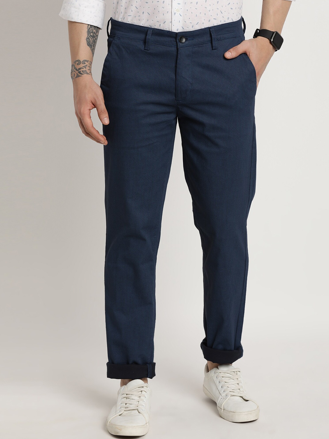 

Turtle Men Relaxed Skinny Fit Trousers, Navy blue