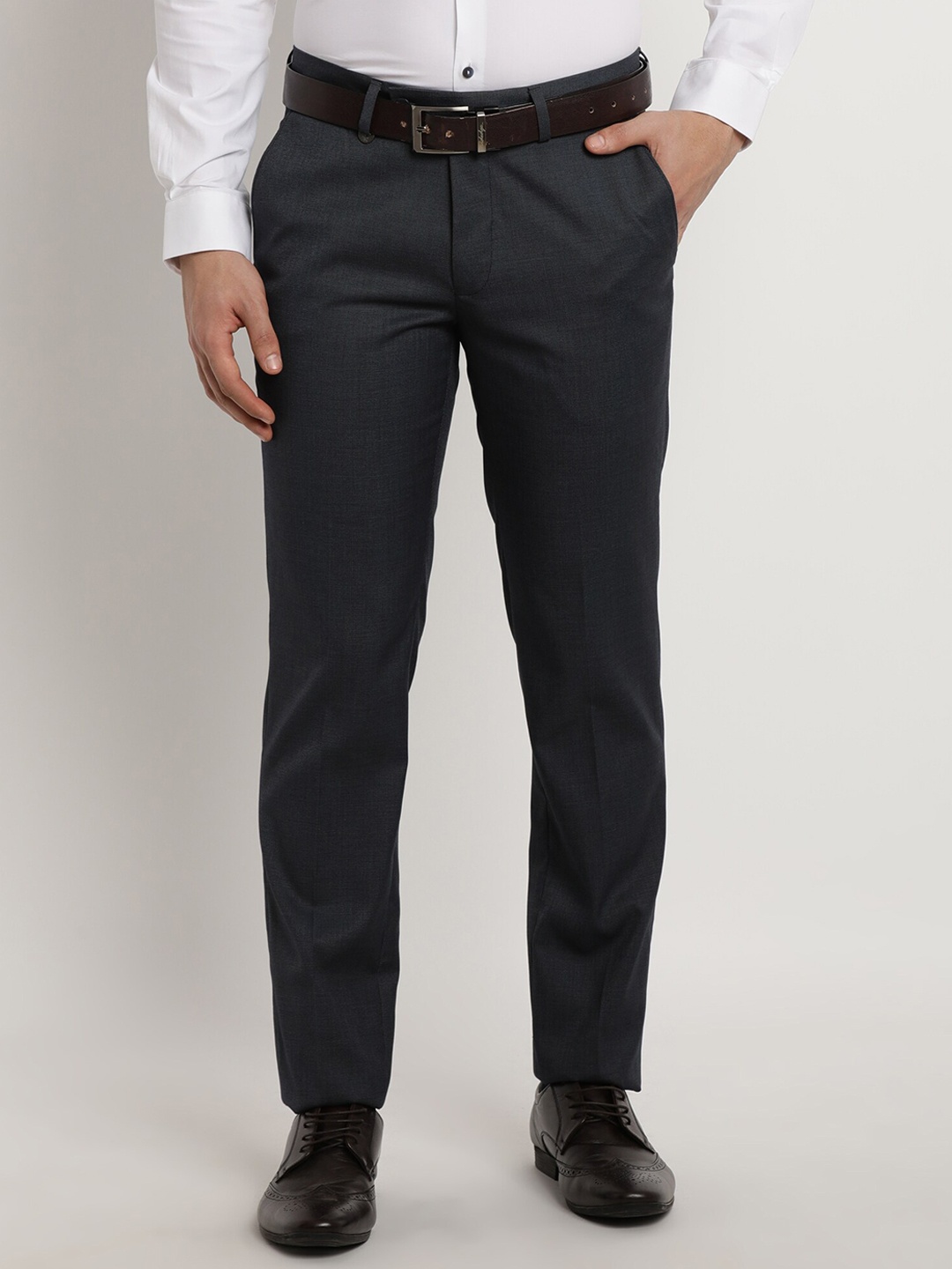 

Turtle Men Tailored Slim Fit Formal Trousers, Charcoal