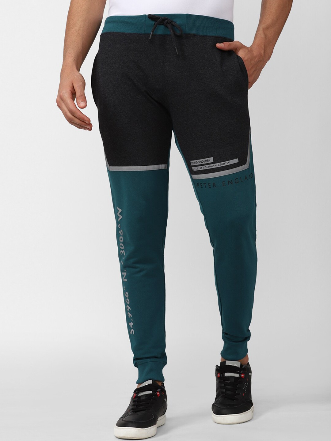 

Peter England Men Colourblocked Track Pants, Blue