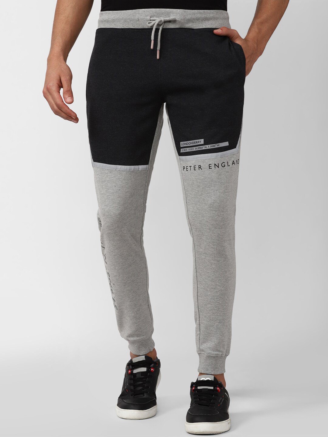 

Peter England Men Colourblocked Track Pants, Grey