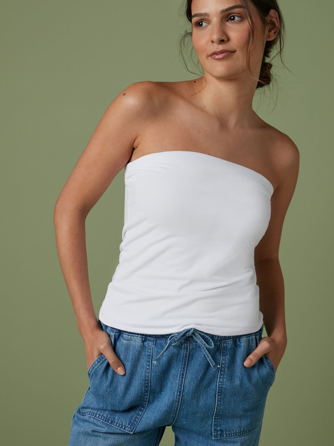 

NEXT Off-Shoulder Cotton Tube Top, White