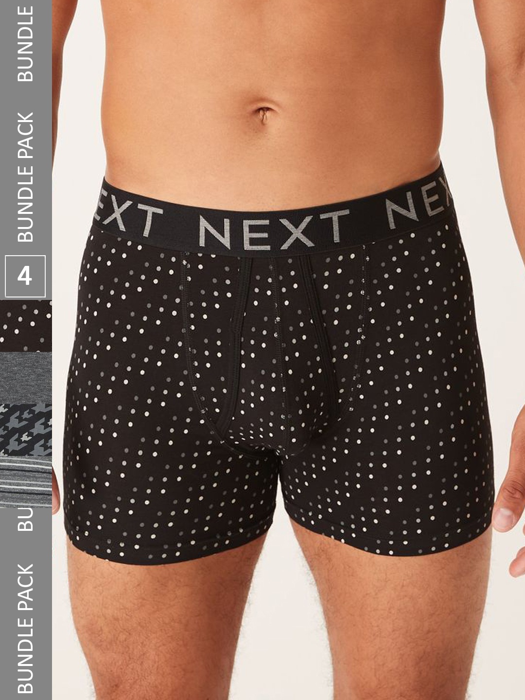 

NEXT Men Pack Of 4 Printed Trunks -U86510, Black