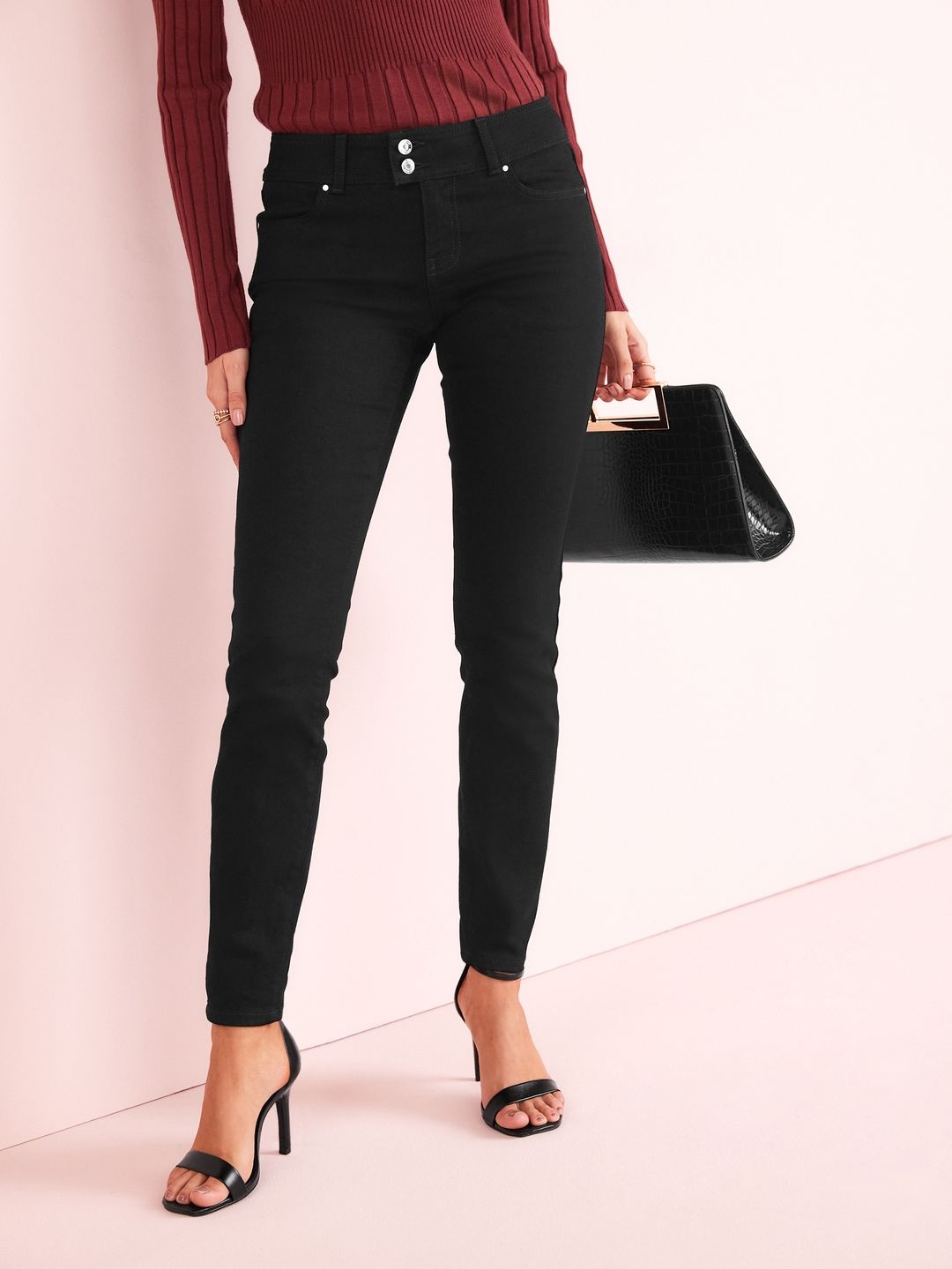 

NEXT Women Skinny Fit Low-Rise Stretchable Jeans, Black