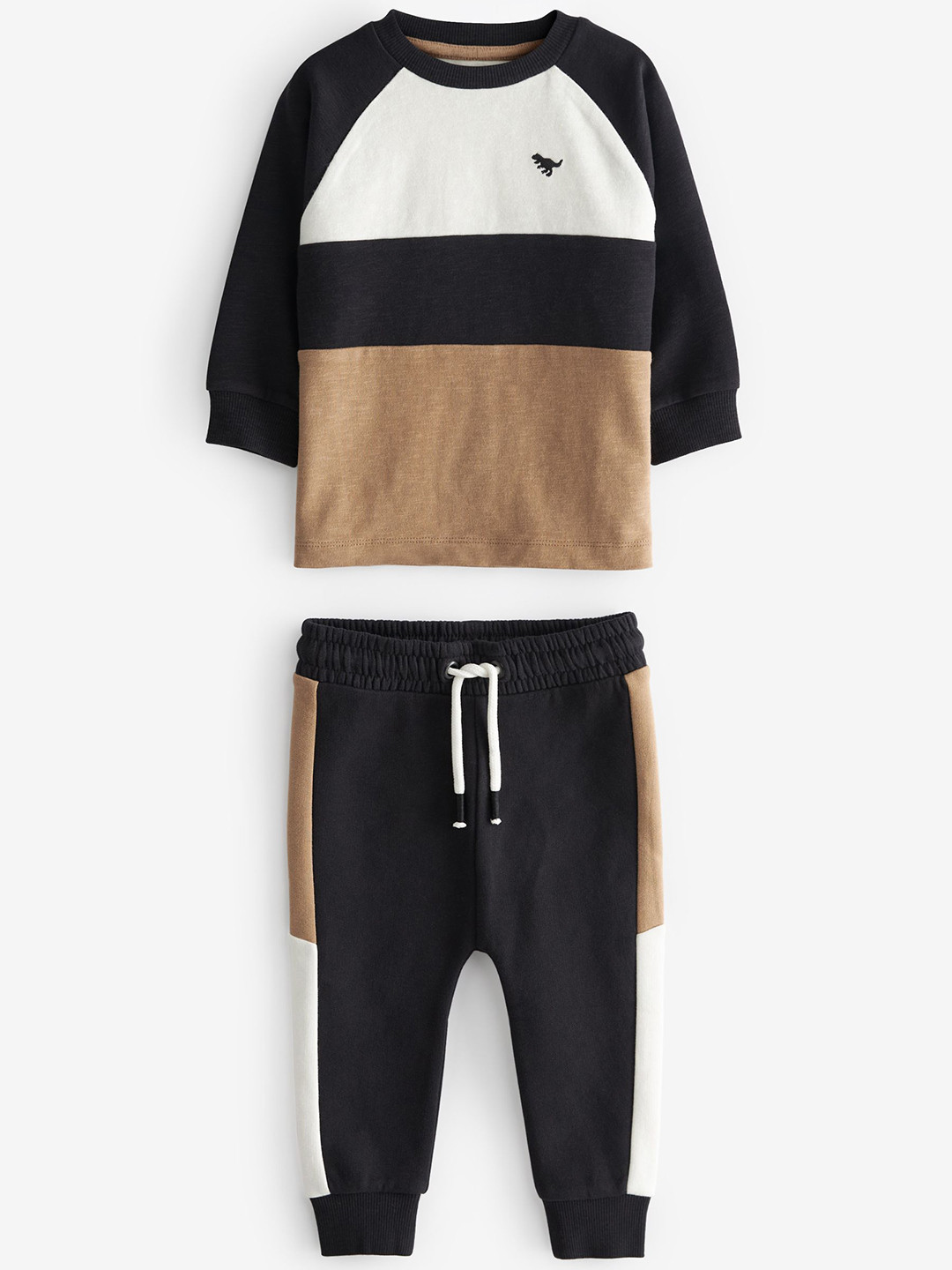 

NEXT Infant Boys Colourblocked Pure Cotton Sweatshirt With Joggers, Black