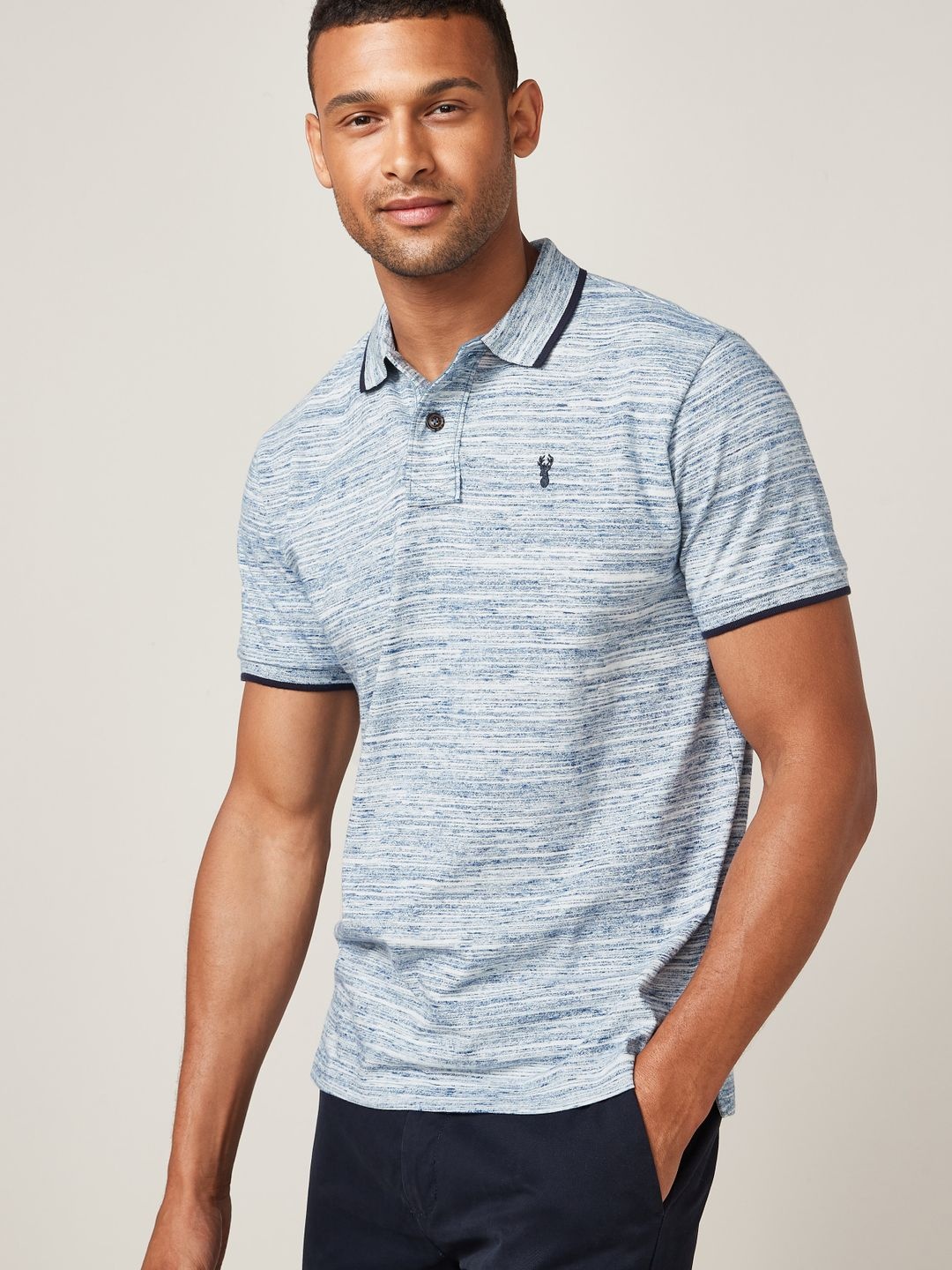 

NEXT Striped Polo Collar T-shirt, White