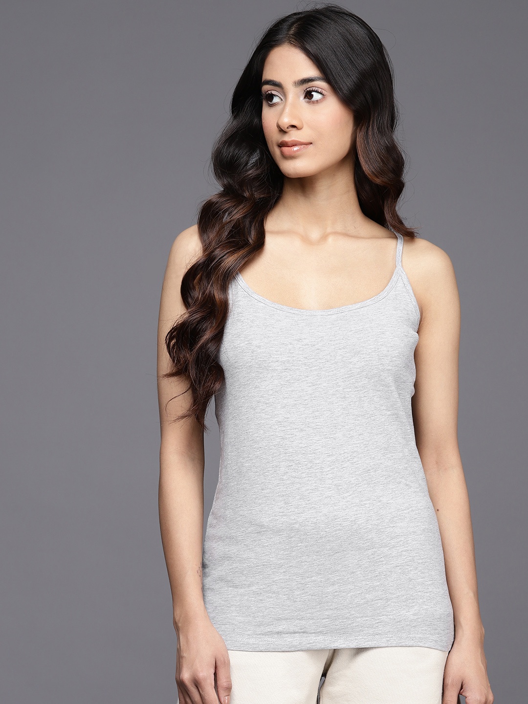 

NEXT Women Solid Camisole, Grey melange