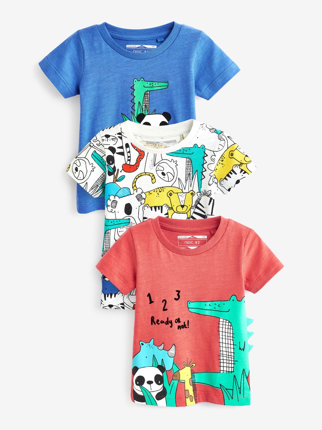 

NEXT Boys Pack of 3 Printed Pure Cotton T-shirts, Blue