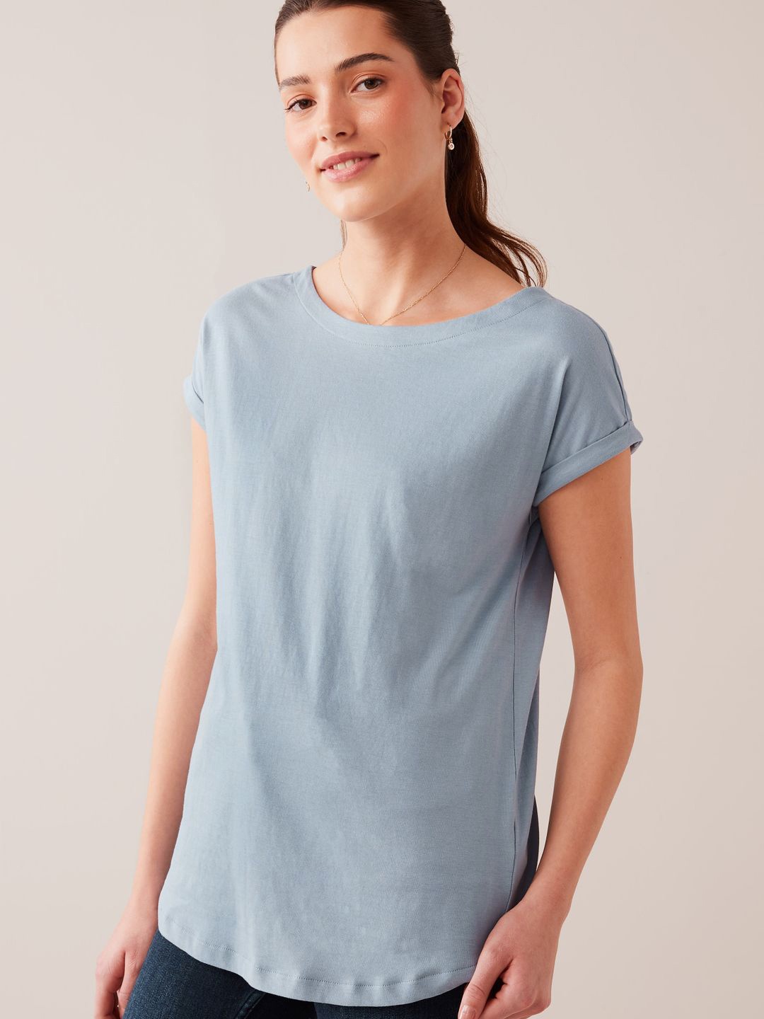 

NEXT Pure Cotton Extended Sleeves T-shirt, Blue