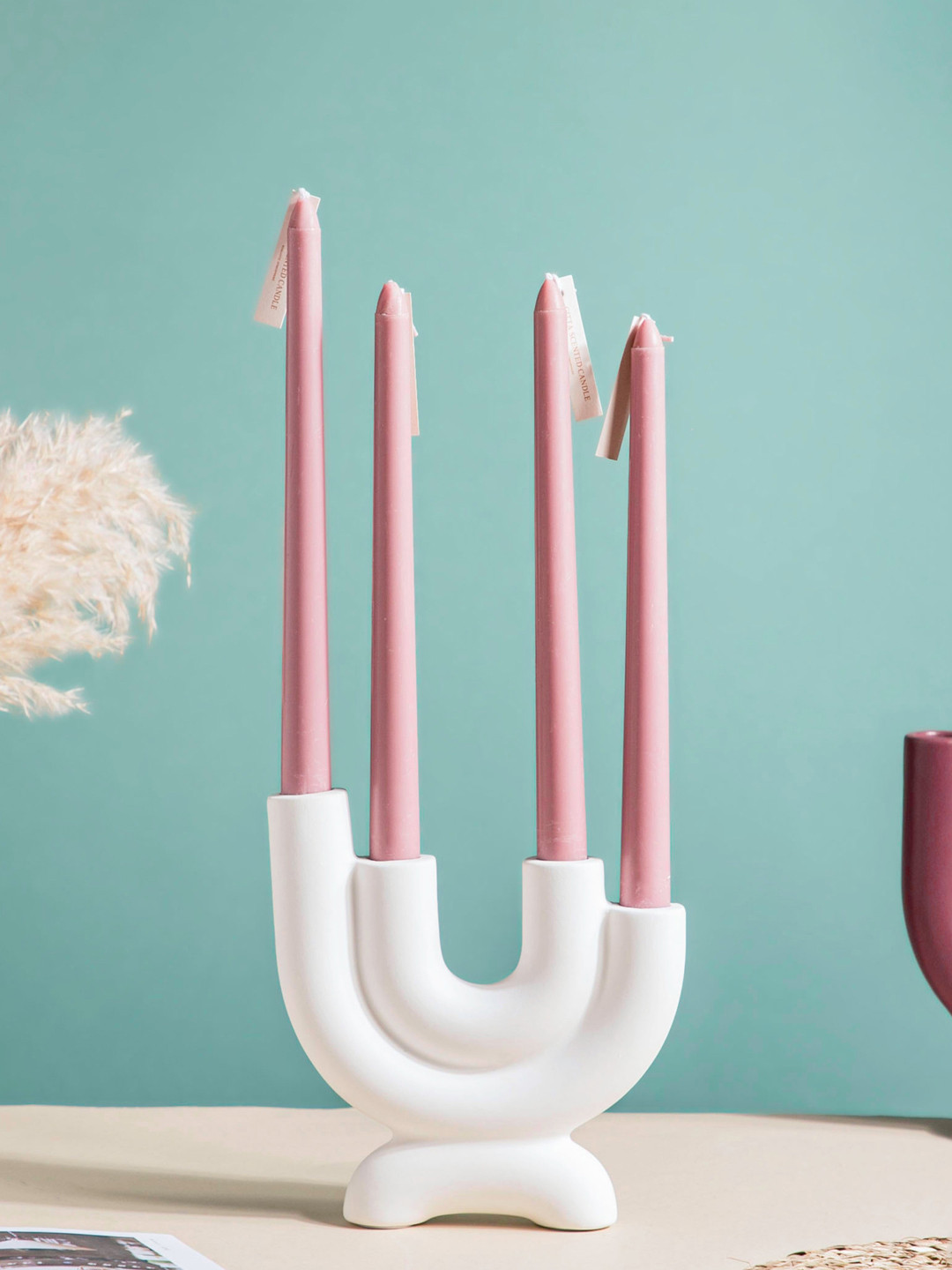 

Nestasia White Ceramic 4 Arm Candle Holder