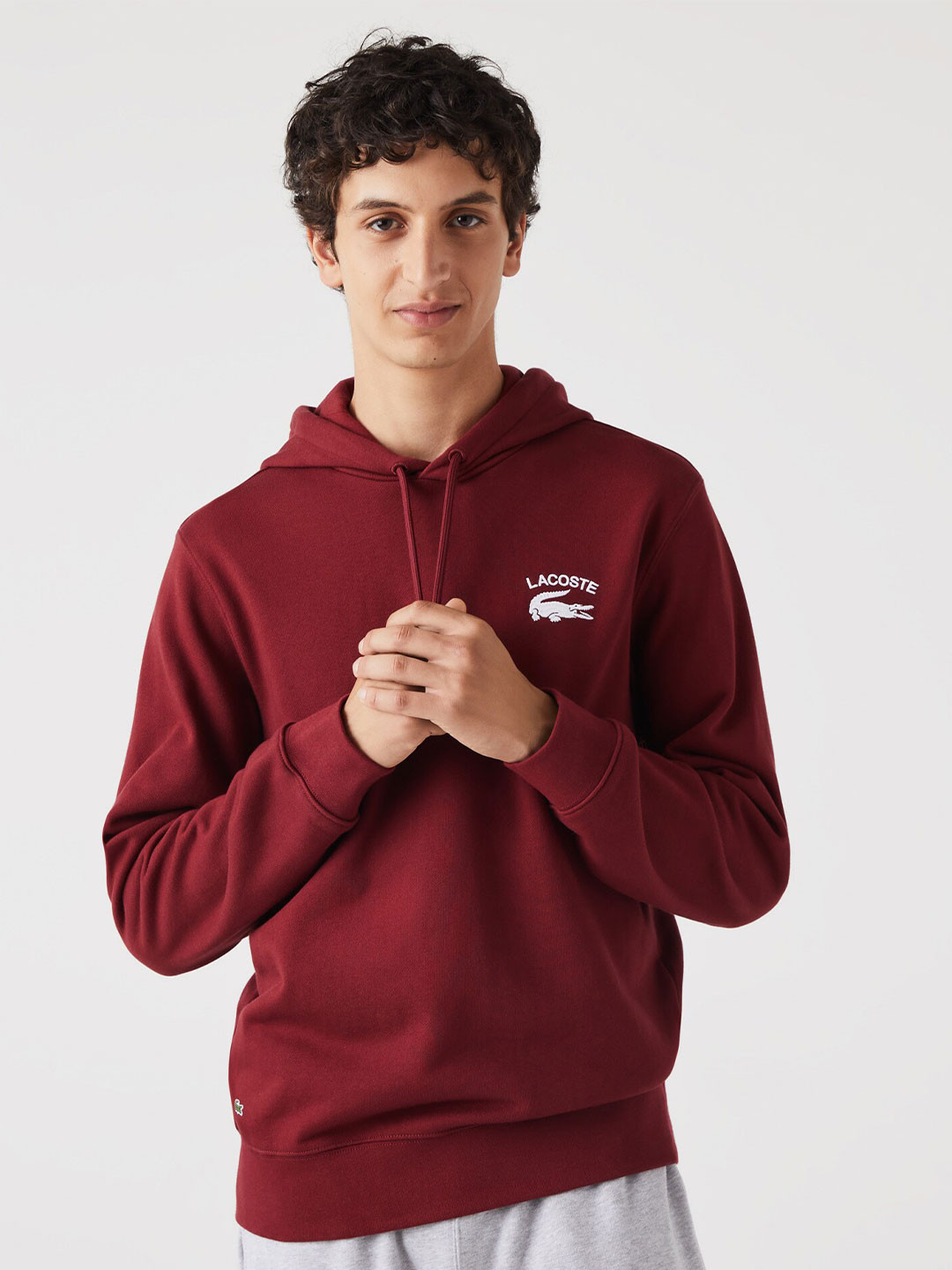 

Lacoste Men Hooded Pure Cotton Sweatshirt, Maroon