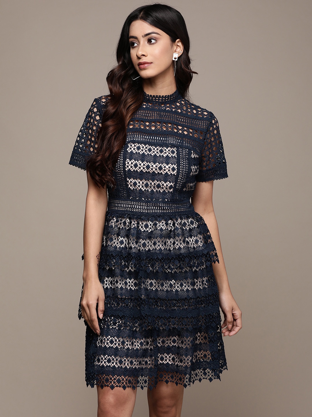 

Label Ritu Kumar Navy Blue Lace Dress