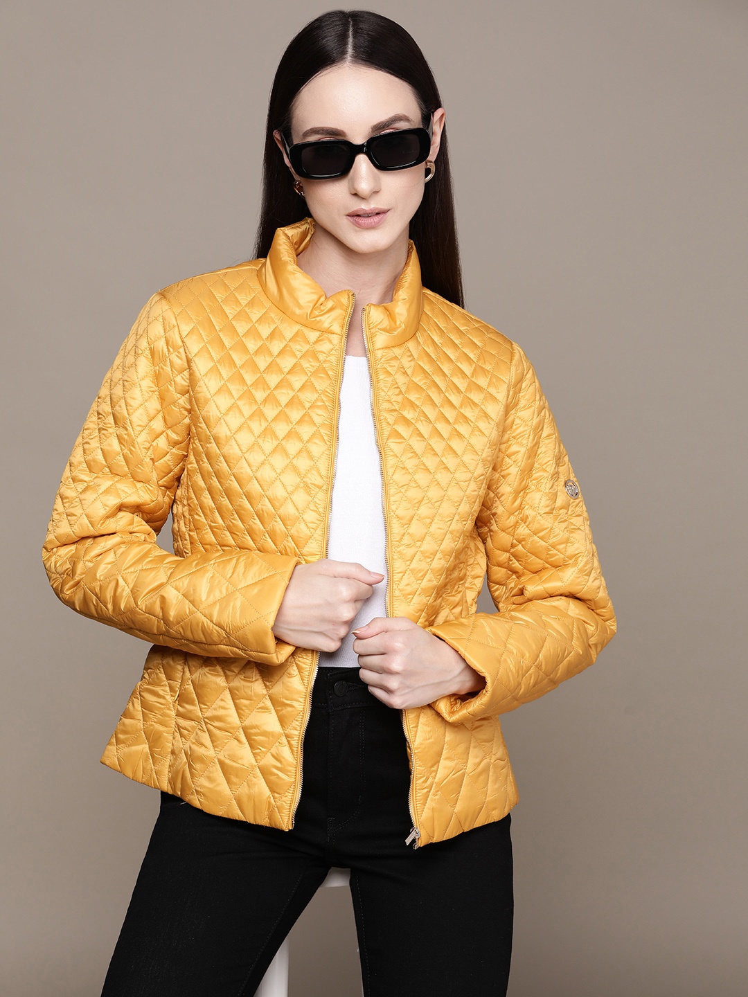 

Label Ritu Kumar Women Quilted Jacket, Yellow