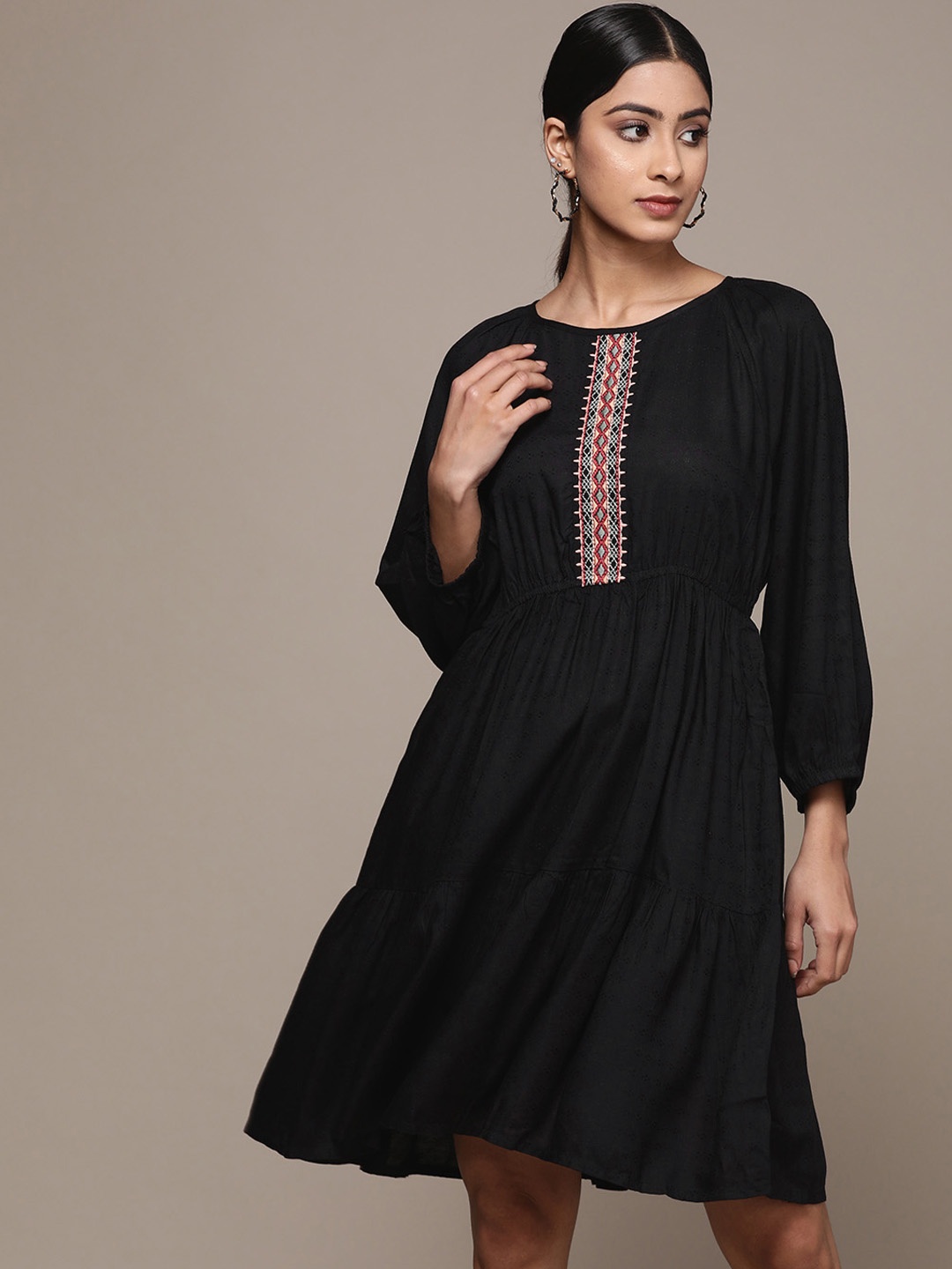 

Label Ritu Kumar Black Solid Dress