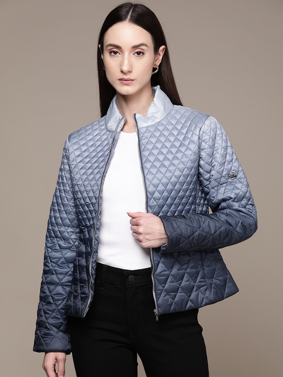 

Label Ritu Kumar Women Ombre Quilted Jacket, Blue