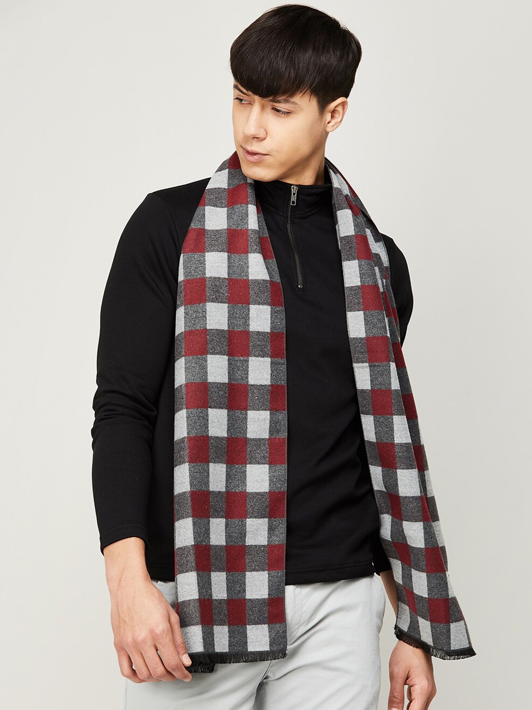 

CODE by Lifestyle Men Checked Cotton Muffler, Maroon