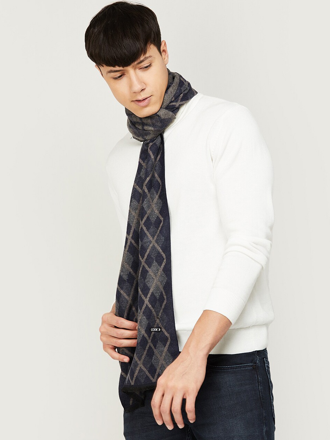 

CODE by Lifestyle Men Argyle Knitted Cotton Mufflers, Blue