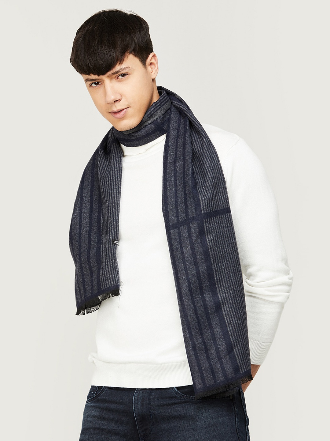 

CODE by Lifestyle Men Striped Cotton Mufflers, Blue