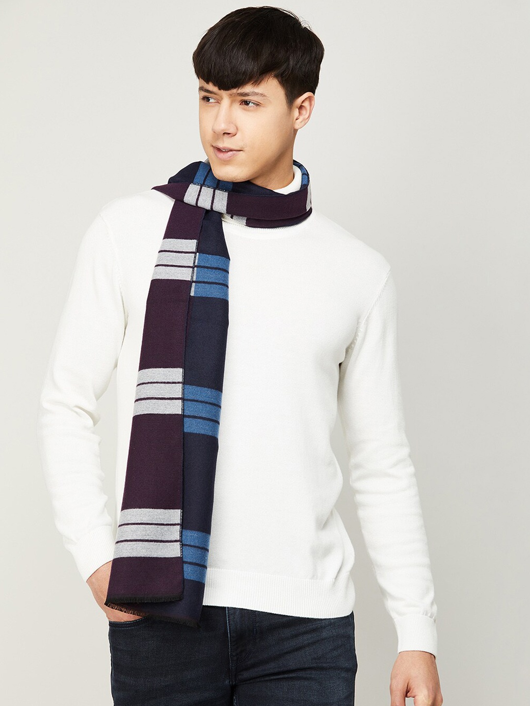 

CODE by Lifestyle Men Striped Cotton Muffler, Blue
