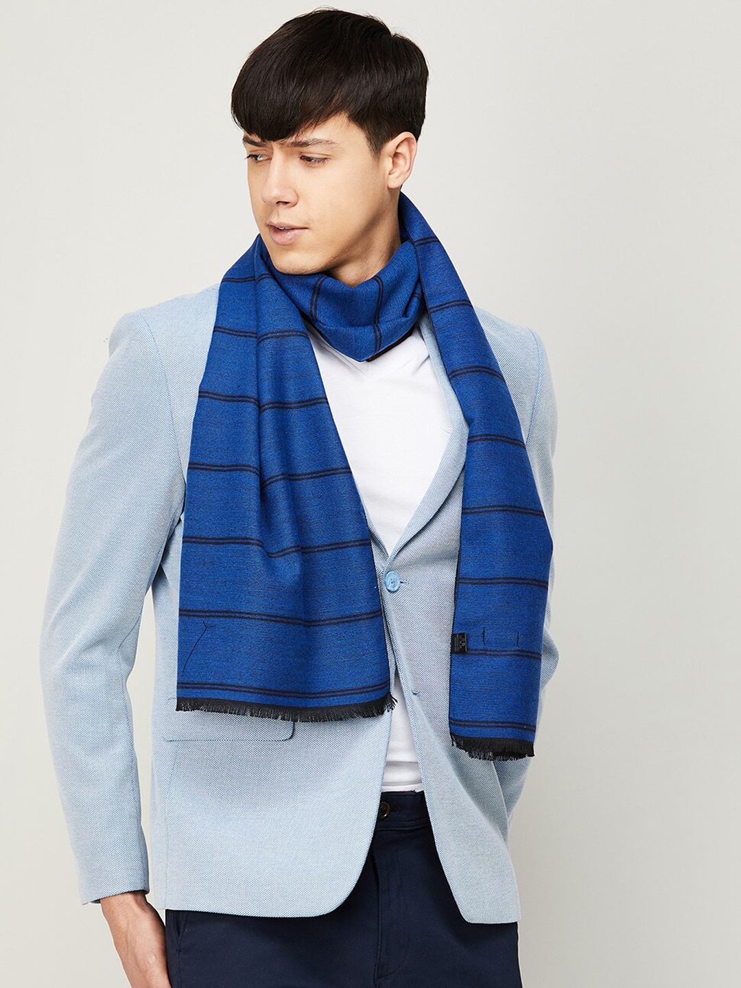 

CODE by Lifestyle Men Striped Cotton Muffler, Blue