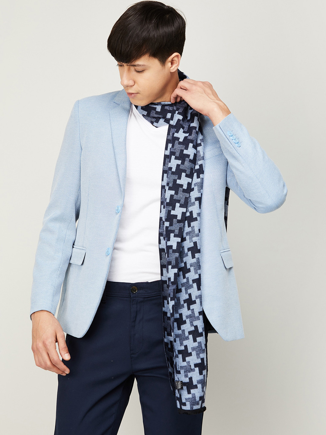 

CODE by Lifestyle Men Printed Cotton Muffler, Navy blue