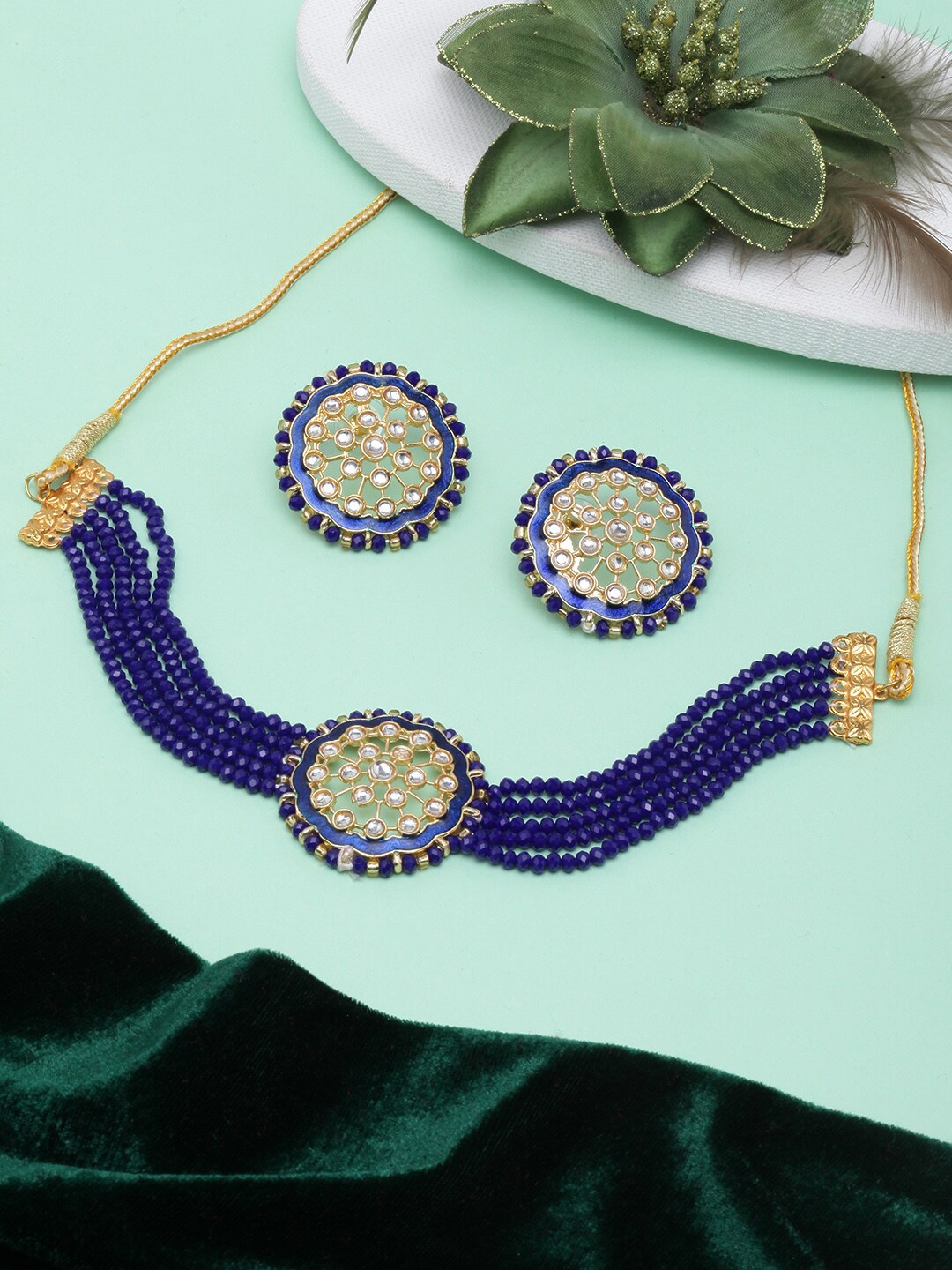 

DIVA WALK Gold-Plated Stone-Studded Jewellery Set