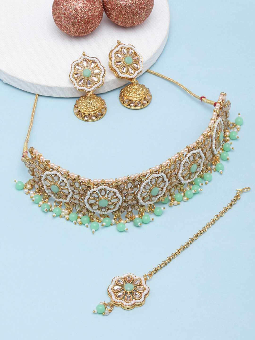 

DIVA WALK Gold-Plated Stone-Studded Jewellery Set