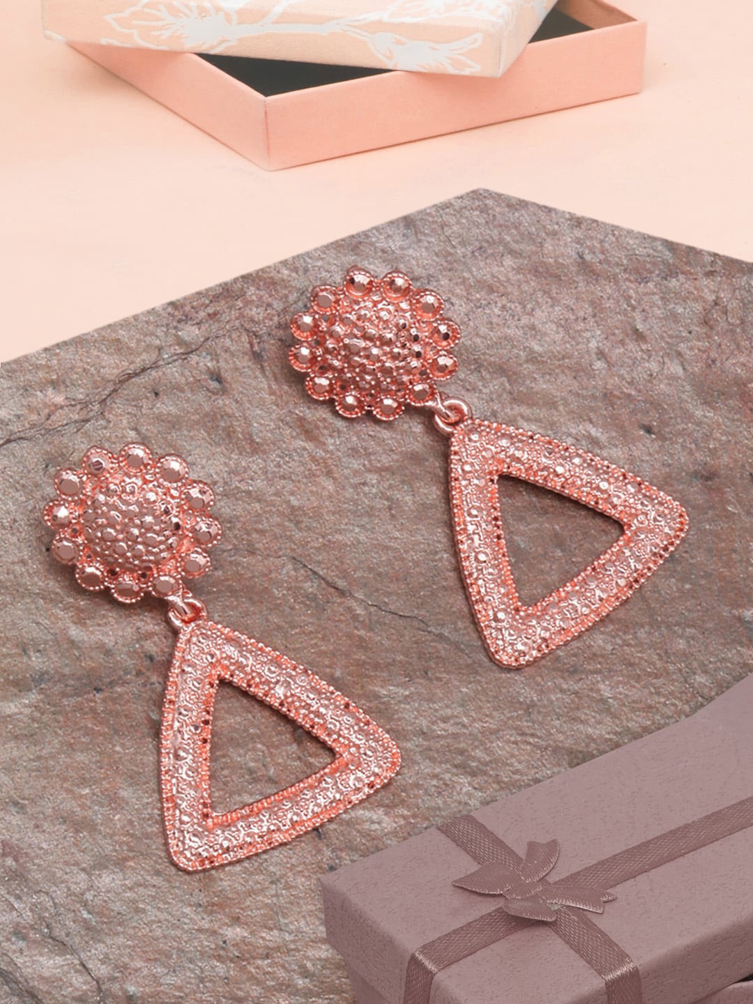 

DIVA WALK Women Rose-Gold Triangular Drop Earrings