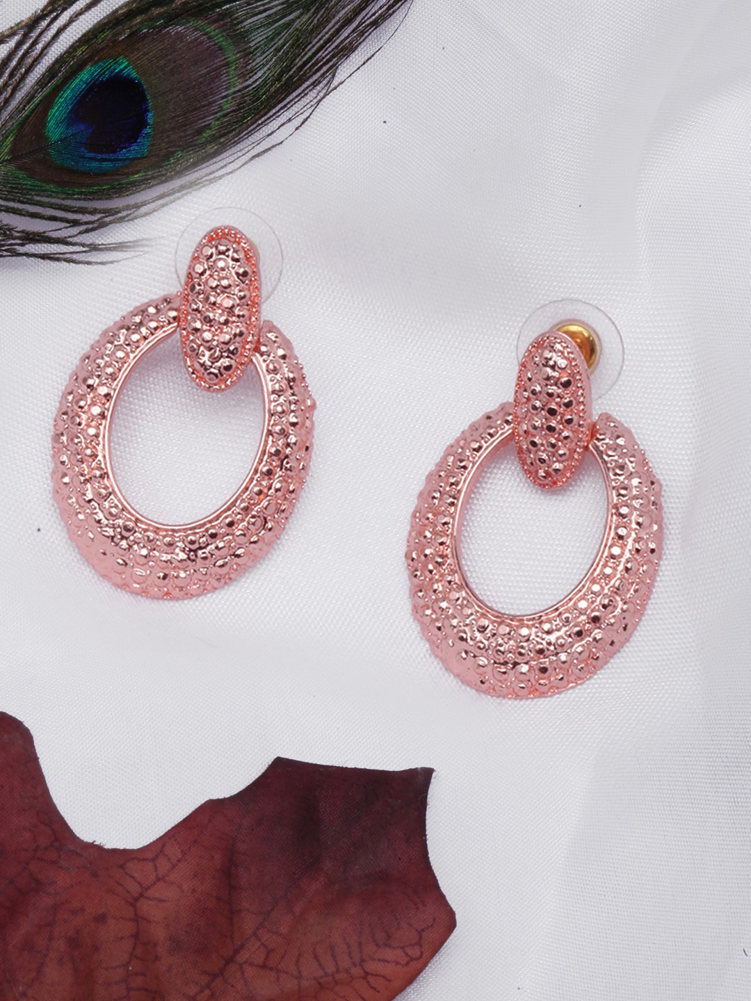 

DIVA WALK Women Rose Gold Plated Oval Studs Earrings