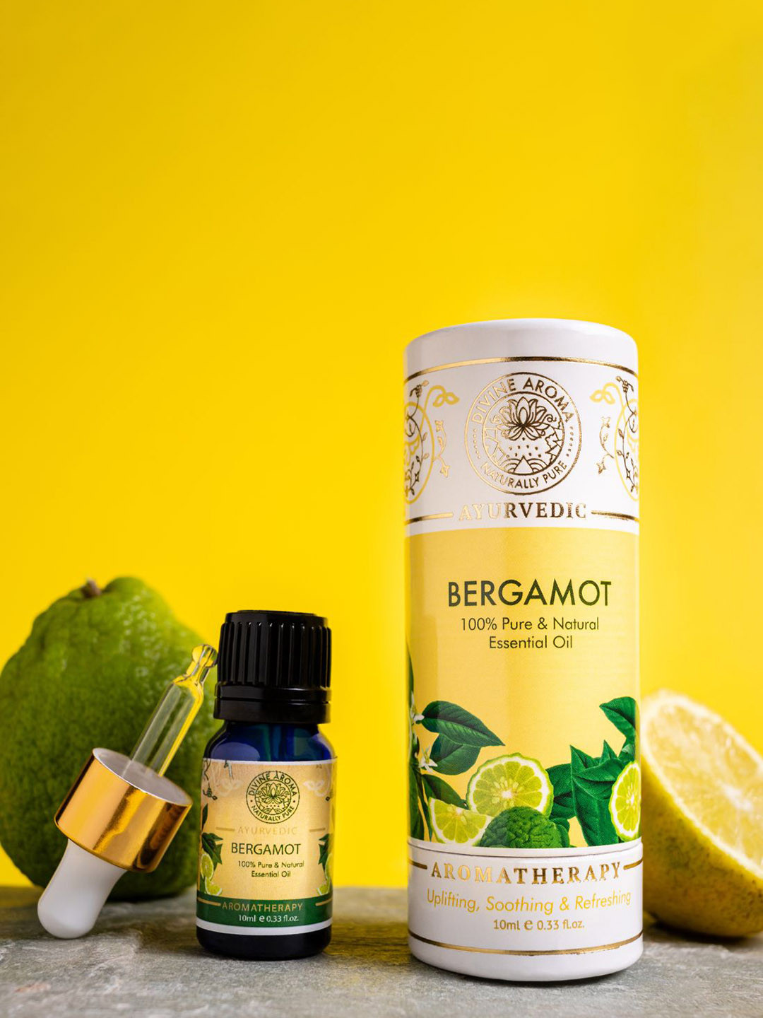 

DIVINE AROMA 100% Pure & Natural Essential Steam Distallation Bergamot Body Oil - 10 ml, Yellow