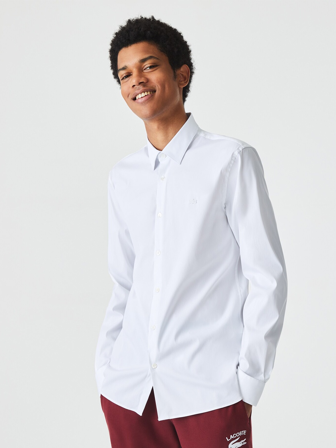 

Lacoste Men Cotton Solid Slim Fit Casual Shirt, White