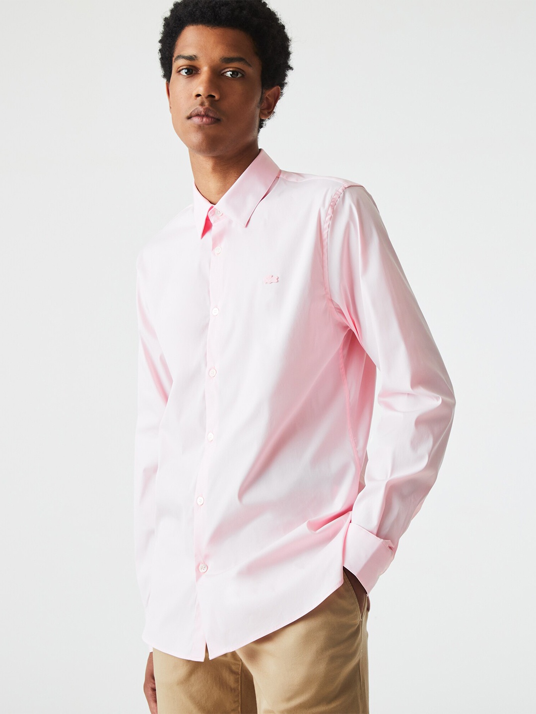 

Lacoste Men Cotton Solid Slim Fit Casual Shirt, Pink