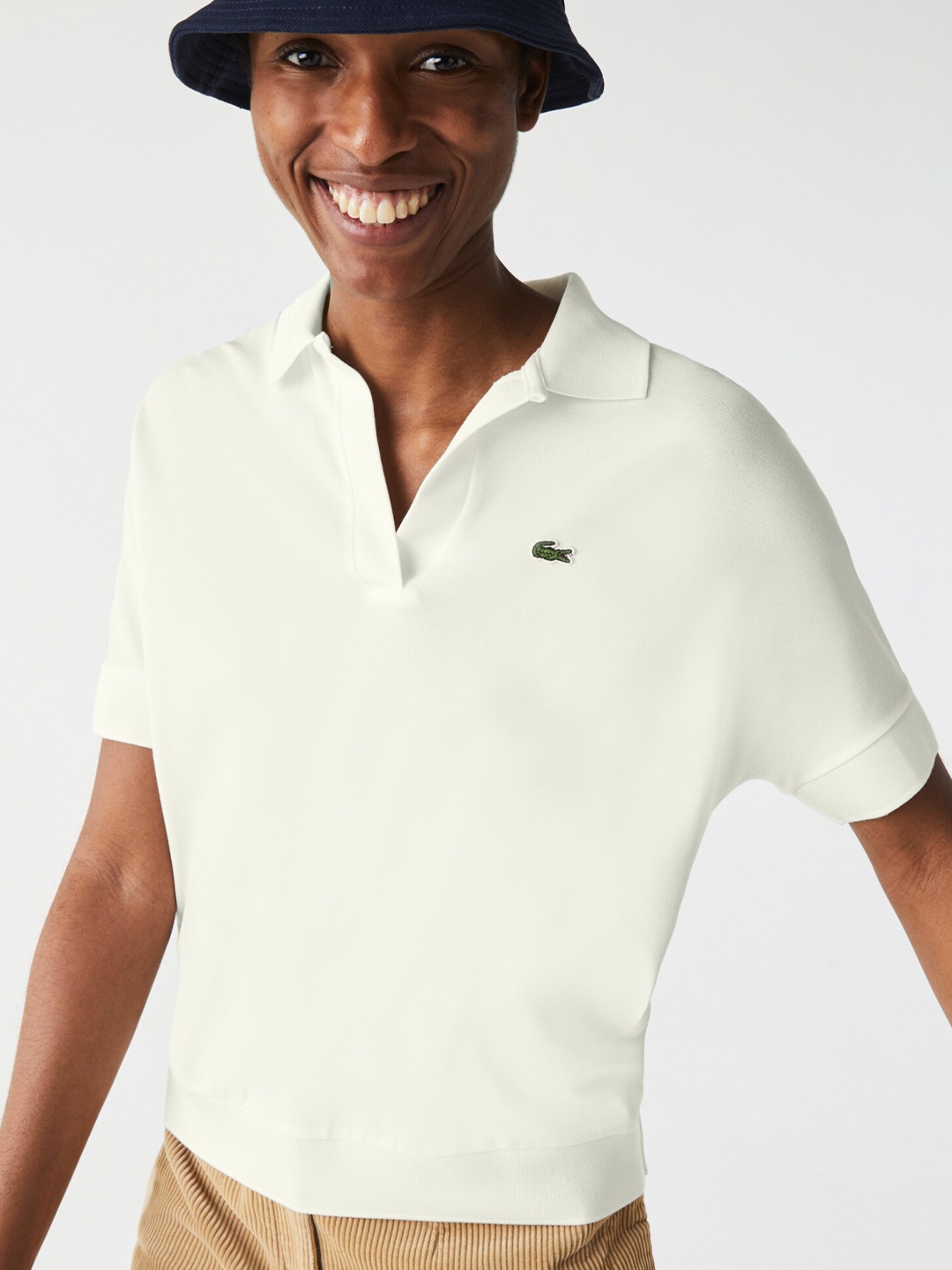 

Lacoste Women Polo Collar Oversized T-shirt, White