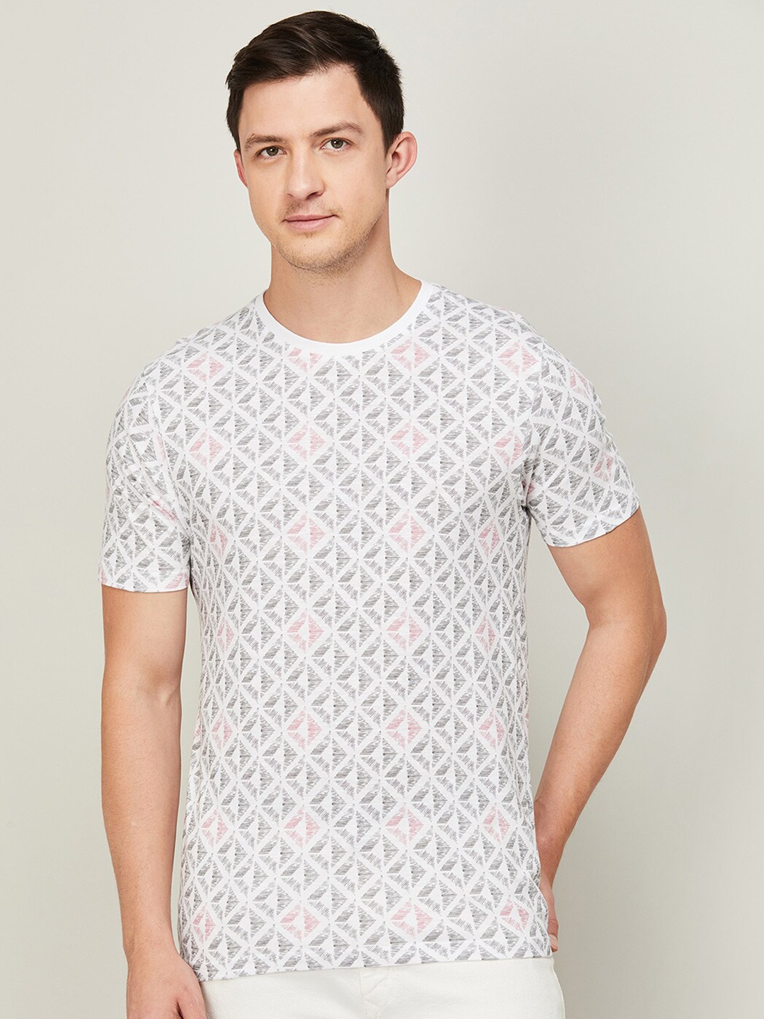 

Melange by Lifestyle Printed Cotton T-shirt, White