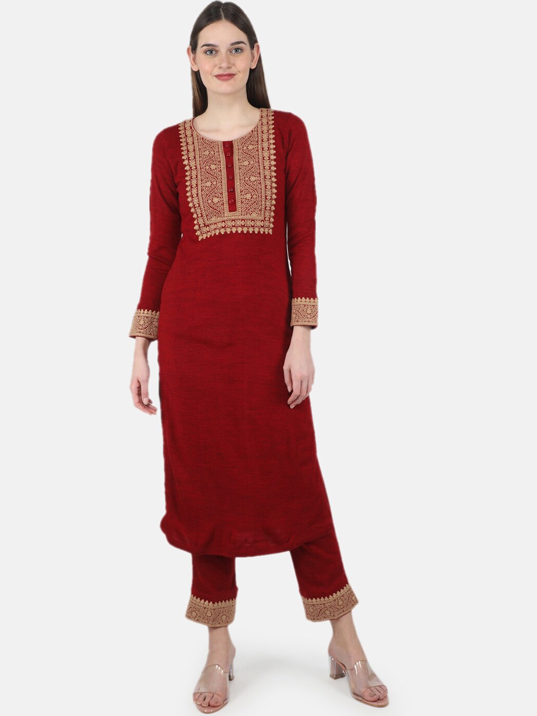 

Monte Carlo Ethnic Motifs Printed Pure Cotton Kurti with Pyjamas, Red