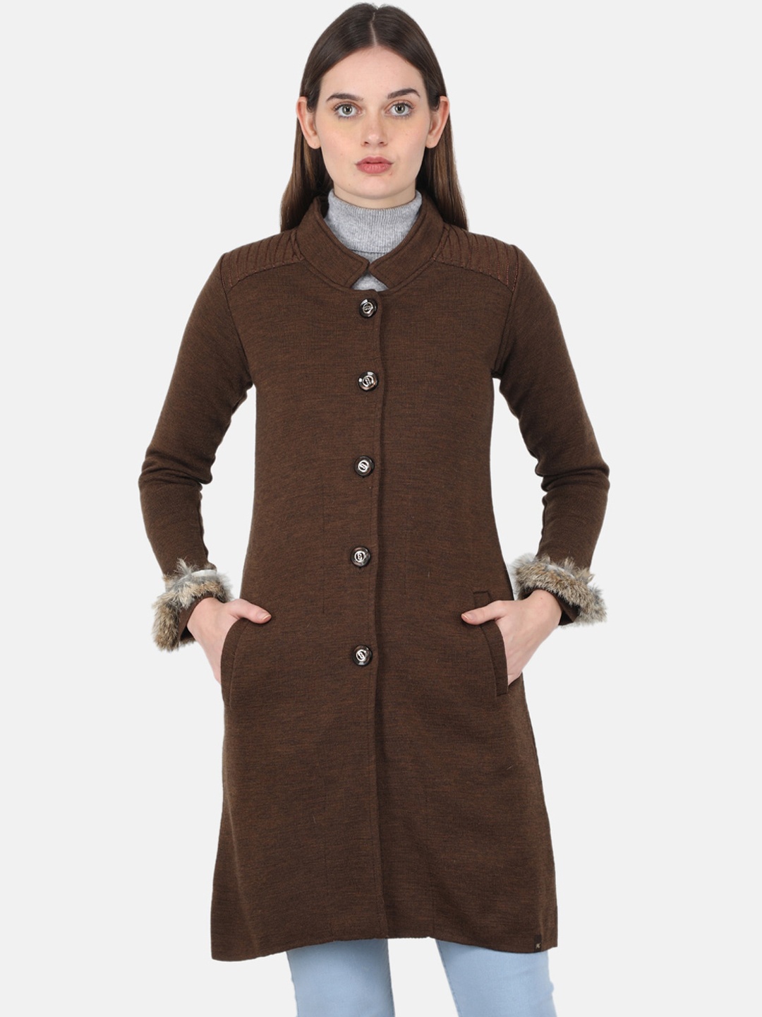 

Monte Carlo Women Knitted Wool Overcoat, Brown