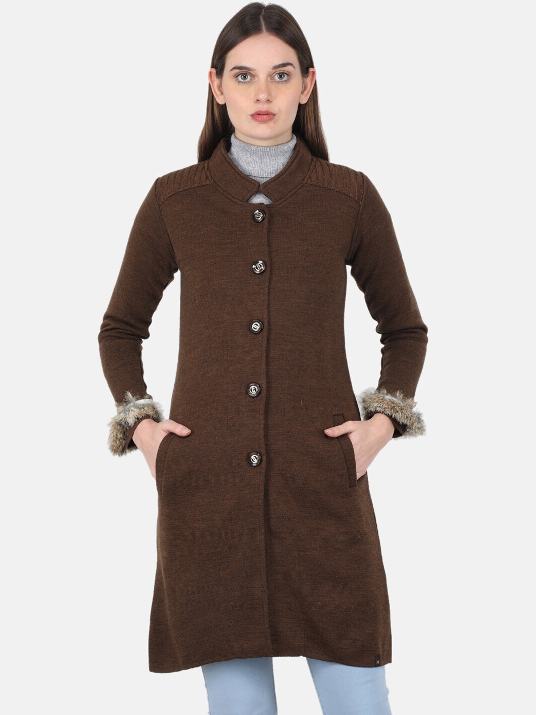 

Monte Carlo Women Regular Fit Longline Over Coat, Brown
