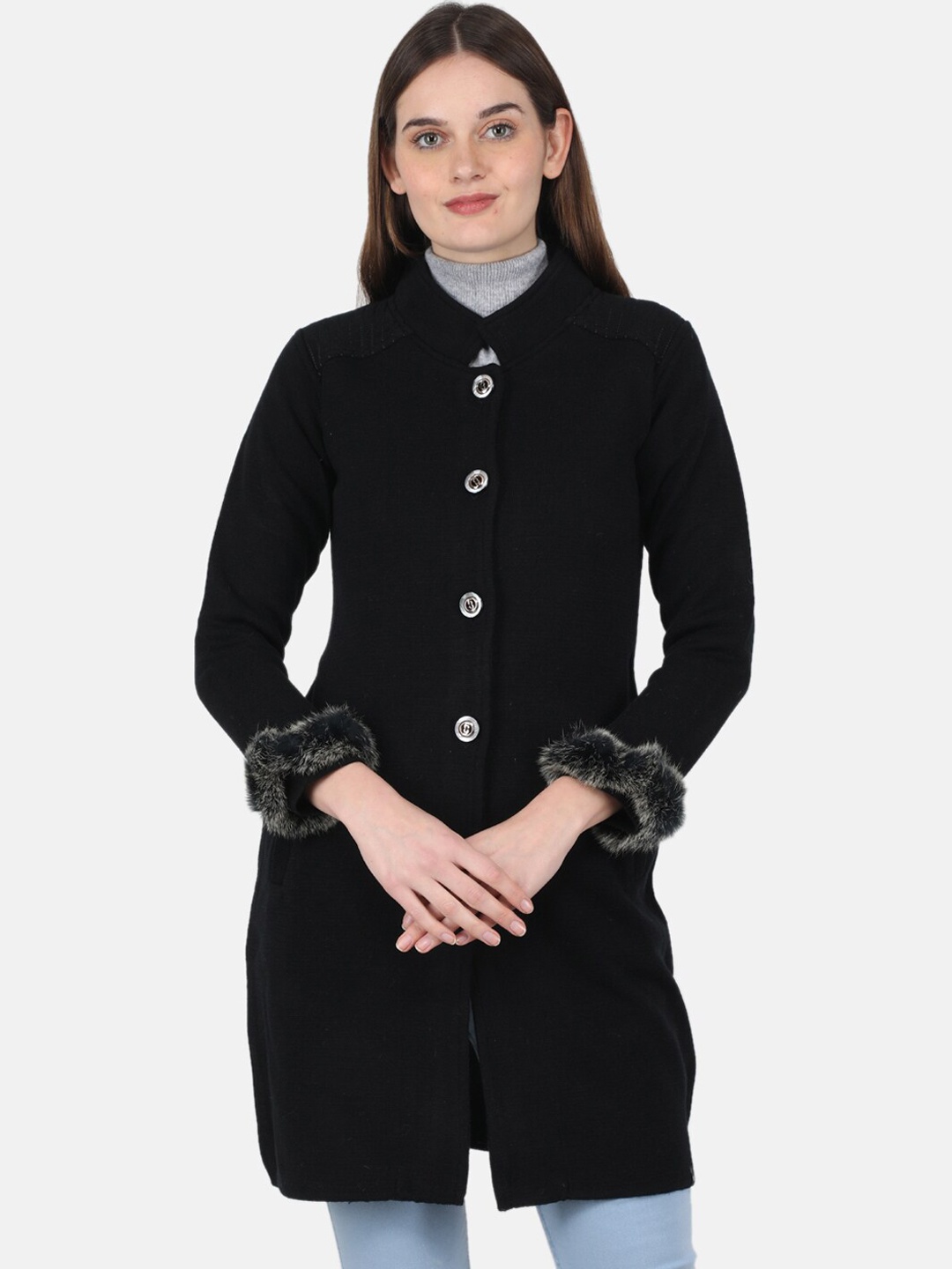 

Monte Carlo Women Regular Fit Longline Over Coat, Black