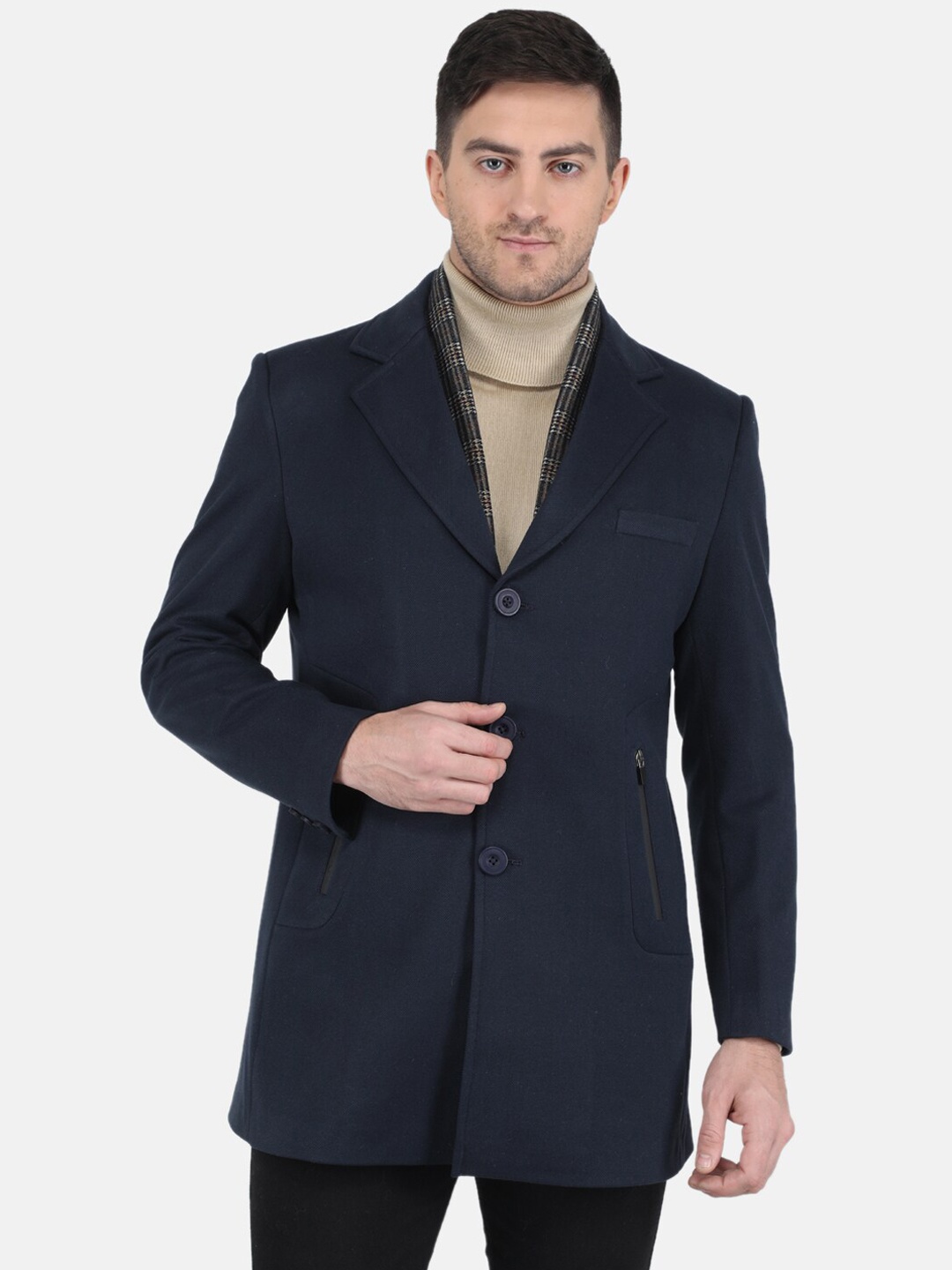 

Monte Carlo Men Tweed Single-Breasted Blazer, Navy blue