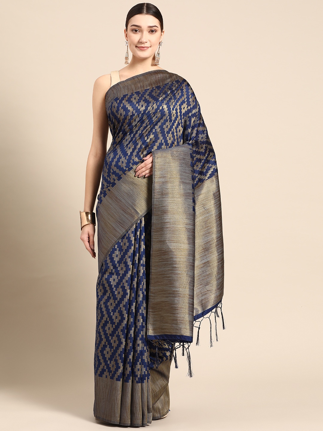 

ZARI Woven Design Art Silk Saree, Blue