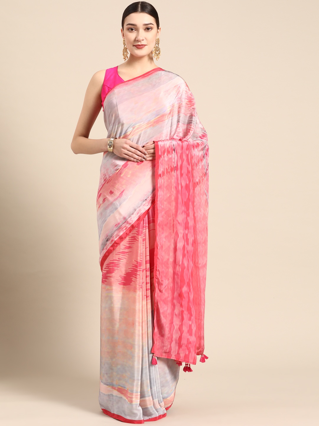 

ZARI Pink Pure Silk Saree