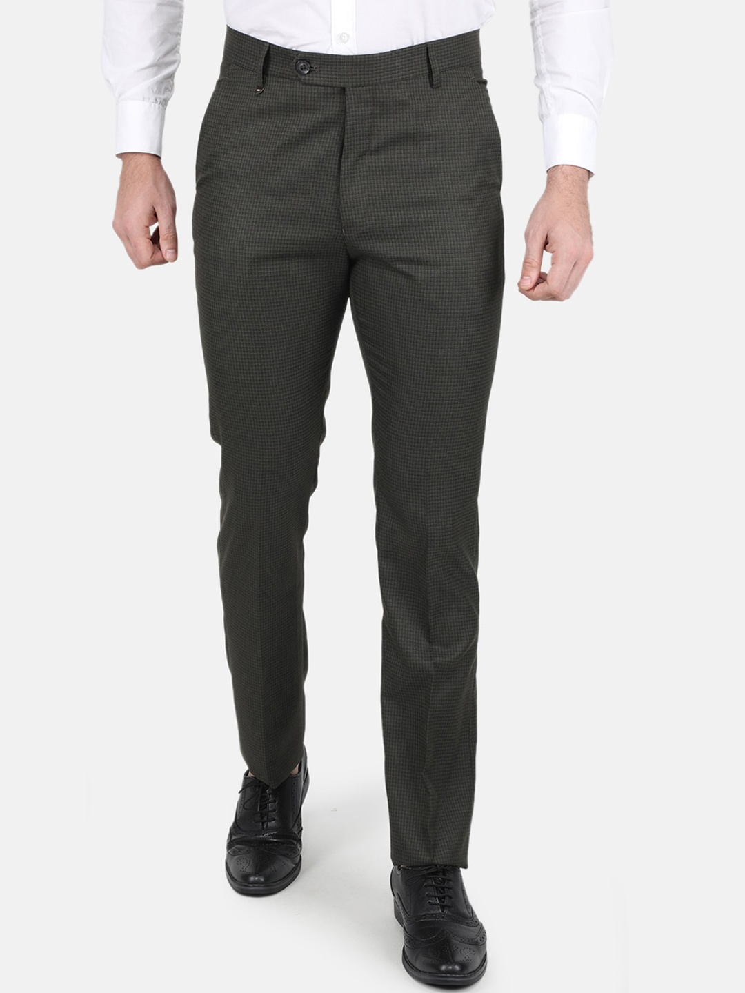 

Monte Carlo Men Smart Slim Fit Trousers, Olive