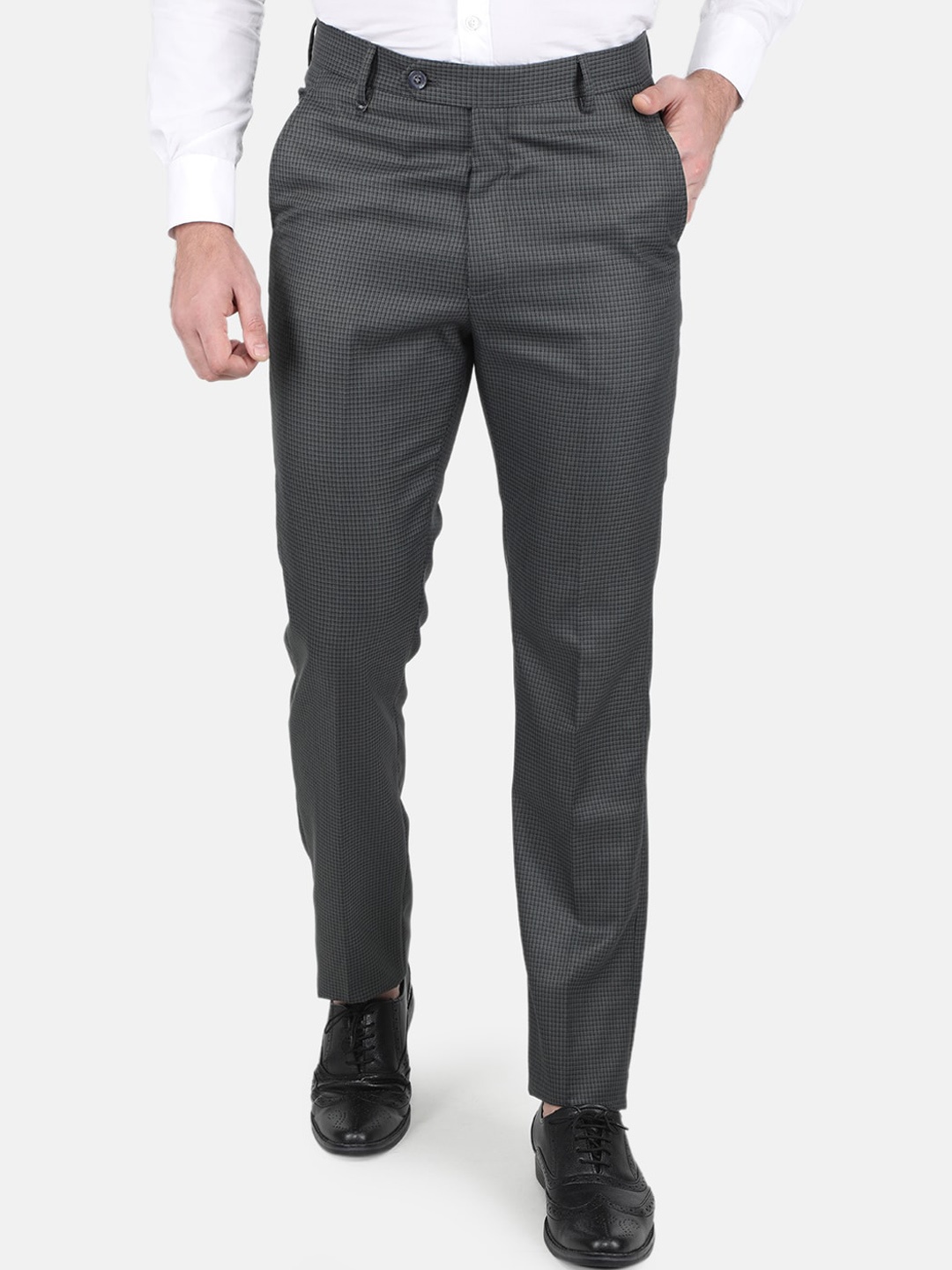 

Monte Carlo Men Smart Slim Fit Trousers, Grey